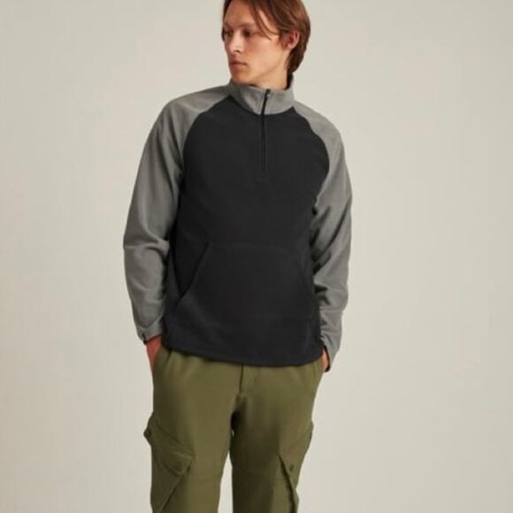 BONOBOS | Men’s Fielder Quarter Zip Fleece Pullover Top Black and Gray Sz. Large - Picture 1 of 4